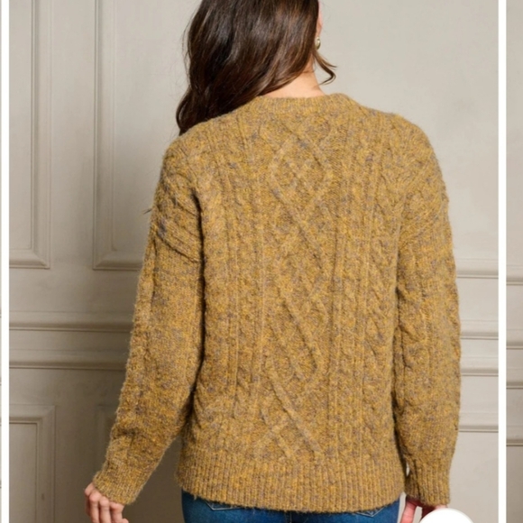 Mystree Women's Cable Knit Sweater - Gold - Picture 4 of 4
